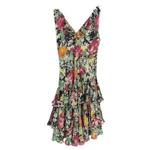 Lauren Ralph Lauren Floral Ruffle Tiered Dress Vintage Multicolor Midi 12 Boho